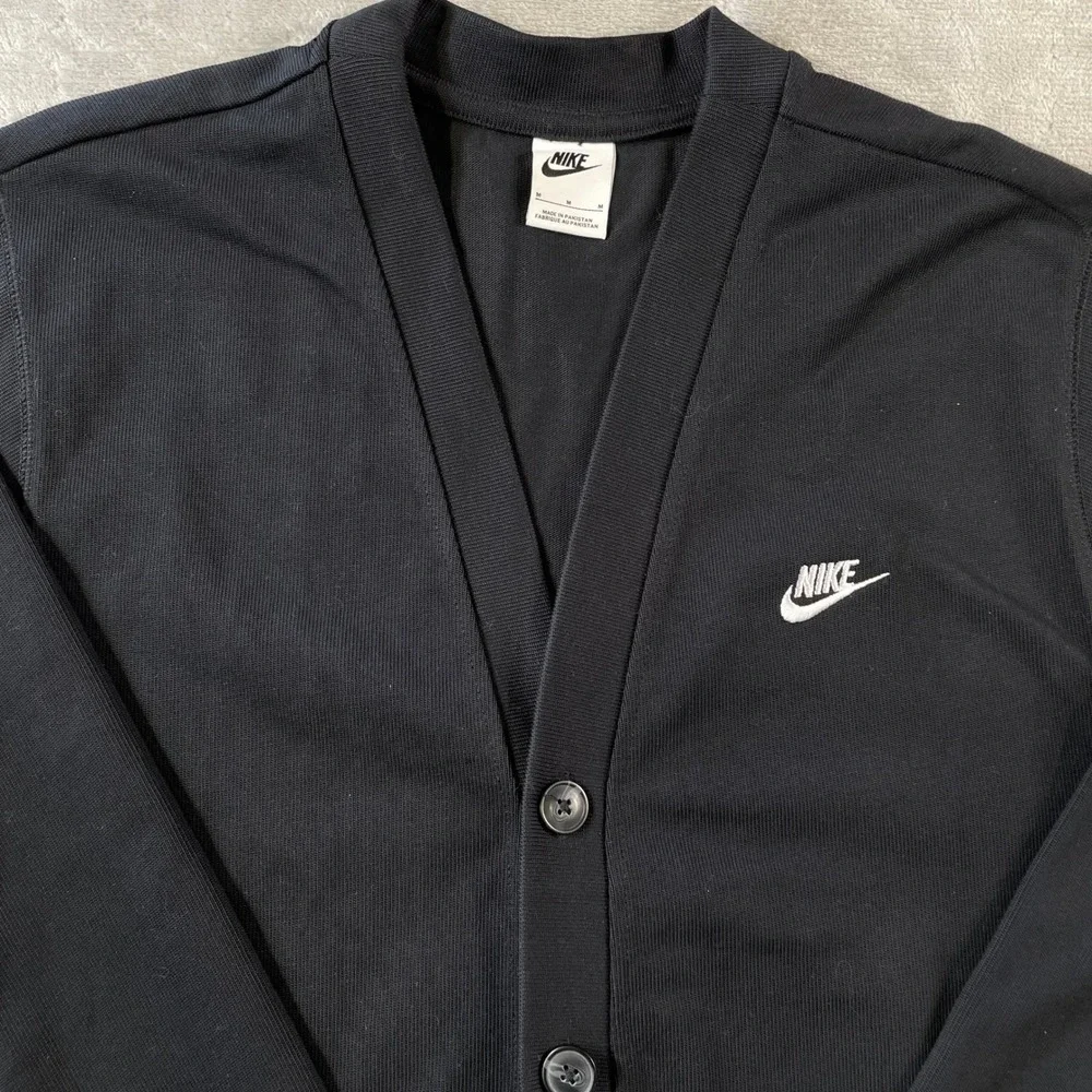 Nike Cardigan Mens Medium Black V Neck Button Casual Minimalist School Golf